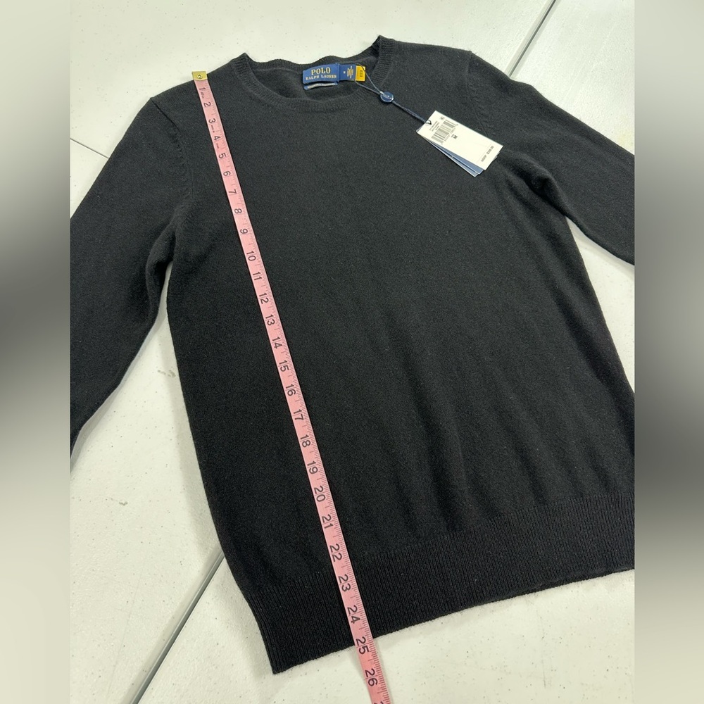 Polo Ralph Lauren Washable Cashmere Crewneck Sweater Black Preppy Old Money M - Picture 7 of 15